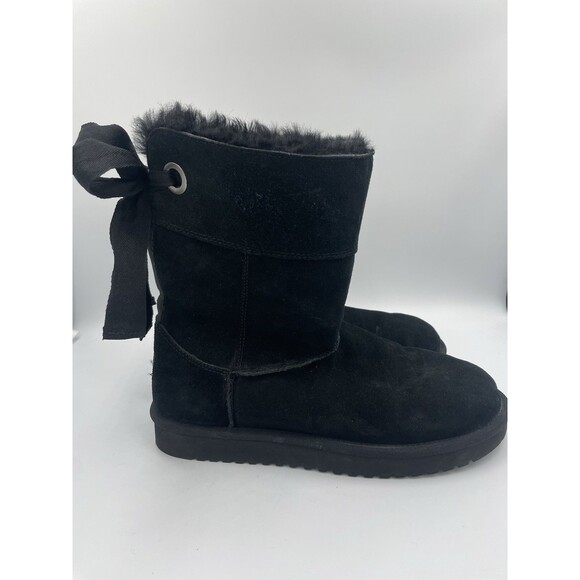 Koolaburra by Ugg Andrah Mid Calf Suede Faux Fur Lined Boots Womens Sz 8 Black - Picture 3 of 9